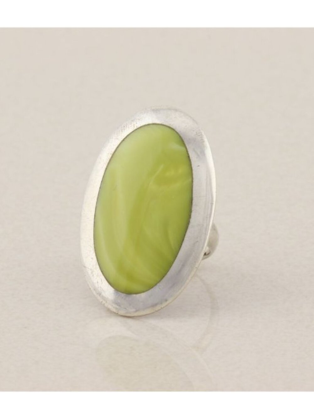 Sterling Silver Large Yellow Mother of Pearl Ring Size 7